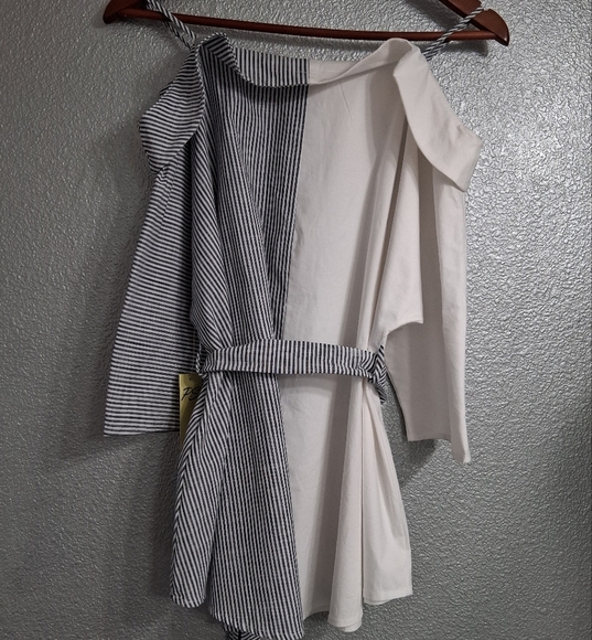 NWT Per Seption Concept Off The Shoulder Belted Blouse - Picture 4 of 9